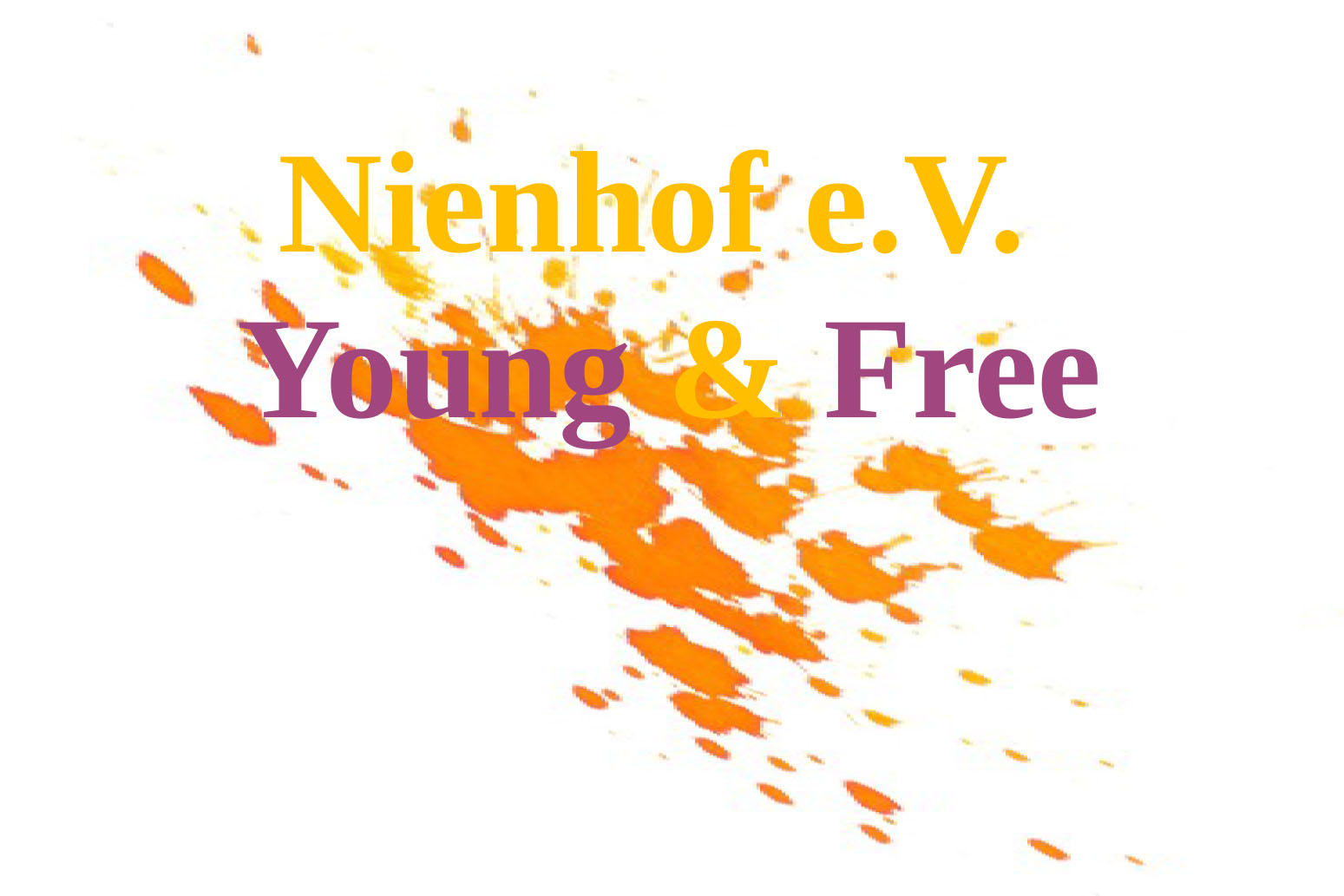 Logo Young & Free mit Orangrotem Klecks und Schriftzug.